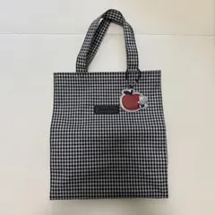 新品ファミリア ギンガムチェック トートバッグ ブラック 小 正方形