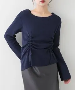 SENSE OF PLACE ボートネックシャーリングセーター NAVY