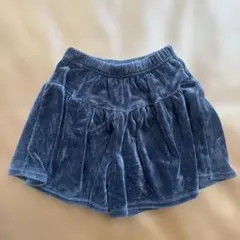 ショートパンツ 120 キュロットスカート　ベロア　紺　青　ダークブルー