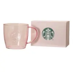 Starbucks 新品 ギフトボックス入り耐熱グラスロゴマグピンクベージュ