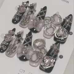 ネイルチップ　量産型ネイル　ピンク　ゴテゴテ