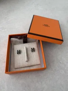 新品】HERMES ミニポップH ピアス ブルー・サフィール × ゴールド 