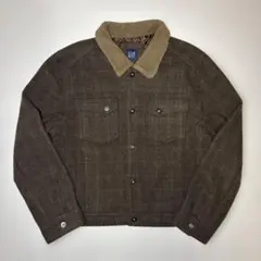【美品】OLD GAP ボアブルゾン 短丈 ウールジャケット チェック 紺タグ