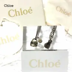 希少✨ クロエ ネックレス シルバー メタル ラインストーン 南京錠 ペンダントのサムネイル