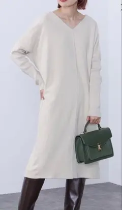 BEAMS HEART 異素材カット ニットワンピース 春秋冬オススメ⭐︎タグ付き