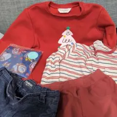 【記名あり】まとめ売り110 男の子4T oshkoshズボンクリスマス 赤