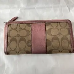 COACH長財布 ブラウン ピンク - メルカリ