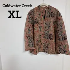 Coldwater Creek 【XL】 花柄 ノーカラージャケット 秋 冬