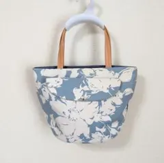 花柄 トートバッグ ブルー×ホワイト ハンドバッグ 春夏