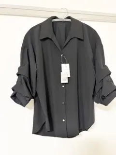 しまむら ブラウス ブラック 7分袖シャツ M