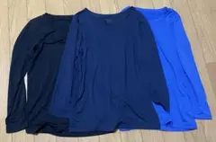 ヒートテック 肌着 3枚セット ユニクロ トップバリュ 130 黒 青 紺