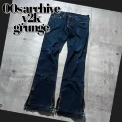 00s custom flare denim pants y2k grunge