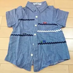 familiar 車刺繍付きシャツ 110
