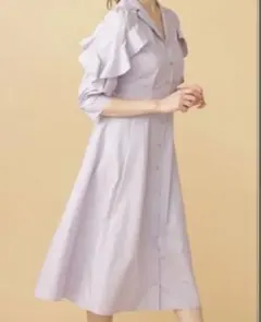 ポールスチュアート】シャツワンピース リボンベルト ストライプ 