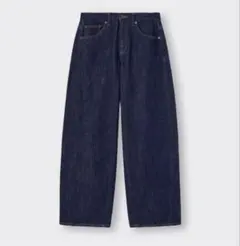 GU ローライズバギージーンズ S デニム　レディース　ネイビー　ジーパン