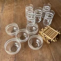 昭和レトロ　アデリア　冷茶コップ　グラス　茶托付き