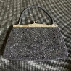 和装用　花柄刺繍　総ビーズ　ハンドバッグ　がま口 ヴィンテージ 昭和レトロ