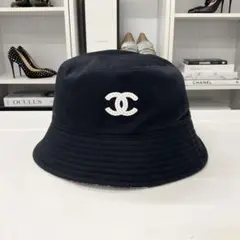 シャネル バケットハット コットン ココマーク ロゴ リバーシブル ブラック