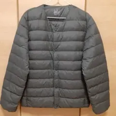 無印良品　MUJI 軽量ポケッタブルダウンジャケット　ダークグレー メンズL