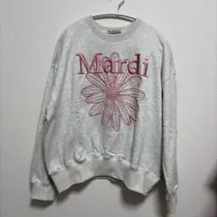 Mardi Mercredi スウェット トレーナー グレー ピンク　刺繍