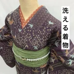 秋冬　しつけ付き　正絹　袷　着物　小紋　151cm　着物　紫　薄紫　アンティーク 秋冬 しつけ付き 正絹 袷 着物 小紋 151cm 着物 紫 薄紫