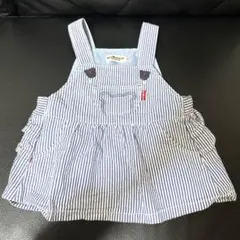 ミキハウス　ホットビスケッツ　ストライプフリルジャンバースカート