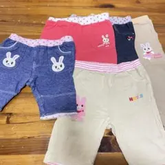 ミキハウスウサギ刺繍ボトムス5点セット
