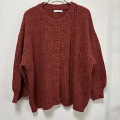 Aunt Marie's ミックスボリュームニットカーディガン レッド FREE