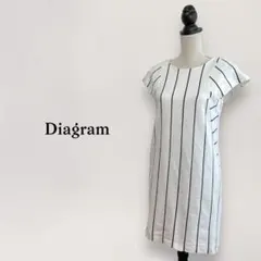 グレースコンチネンタル/ストライプ　半袖 膝丈ワンピース　綿100%