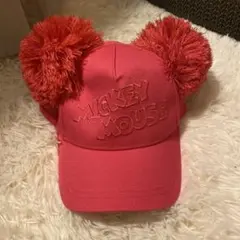 ミッキーマウス 耳付きピンク帽子