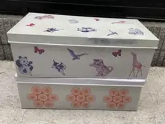 【引き取り限定】丸金製缶 動物柄 衣装ケース 2つセット 収納 昭和レトロポップ