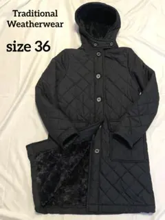 【美品】トラディショナルウェザーウェア　ネイビー　裏ボア　キルティングコート