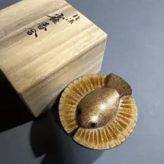 在庫整理セール中 尋牛斎書付 内金箔 檜扇貝 香合 茶道具 花押 表千家