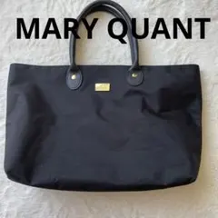 MARY QUANT マリークヮントトートバッグ 黒 ナイロン デイジー