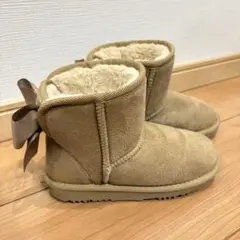 ★a.v.v キッズブーツ★19㎝ リボン付 ムートン ベージュ 記名なし