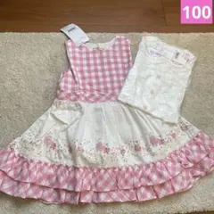 新品　クーラクール　リボン　うさみみ　半袖ブラウス　ギンガムチェックワンピース