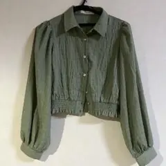 オリーブグリーン クロップドシャツ Mサイズ