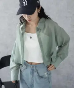 ミントグリーン シアーシャツ新品 タグ付き