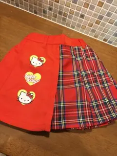 ハローキティ 赤色 チェック柄 スカート 100cm~