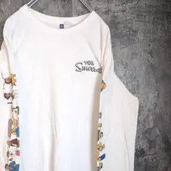 シンプソンズ　キャラクターT　ロンT　袖プリント　H&M　アシンメトリー　胸ロゴ