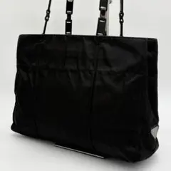 【良品】PRADA トートバッグ　チェーン　ナイロン　ブラック　キルティング