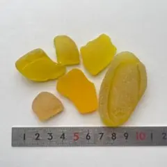 天然シーグラス　イエロー　中～大サイズ　詰め合わせ