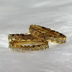 【新品】☆キルティング リング モアサナイト ゴールド 9号 金属アレルギー対応