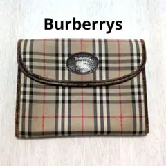 Burberry バーバリー ノバチェック 折財布 キャンバス レザー がま口