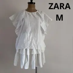 ZARA ザラ フリル カットソー ブラウス ノースリーブ M