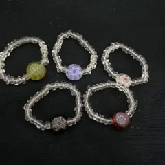 花模様ビーズの指輪セット 5個セット
