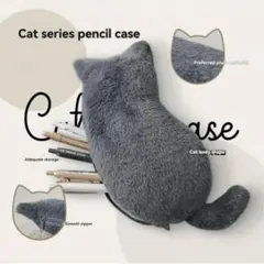 新品 猫 キャット cat ペンケース マルチポーチ 筆箱 グレー