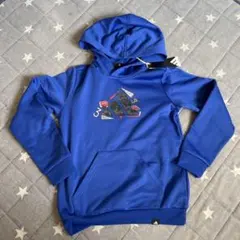 アディダス フード付きパーカー 青　裏起毛