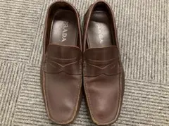 Y016 PRADA プラダ 25.5㎝ ローファー ブラウン