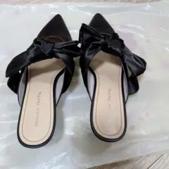 【美品】ORiental TRaffic 黒リボン サテン風 パンプス Lサイズのサムネイル